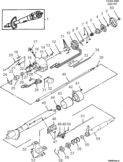 Exploded View For The 1991 Chevrolet S 10 Non Tilt Steering Column Services Exploded View For The 1991 Chevrolet S 10 Non Tilt Steering Column Services
