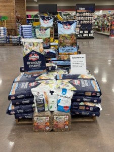 Kalmbach Poultry Feeds Are Now Available! display at Magnolia location