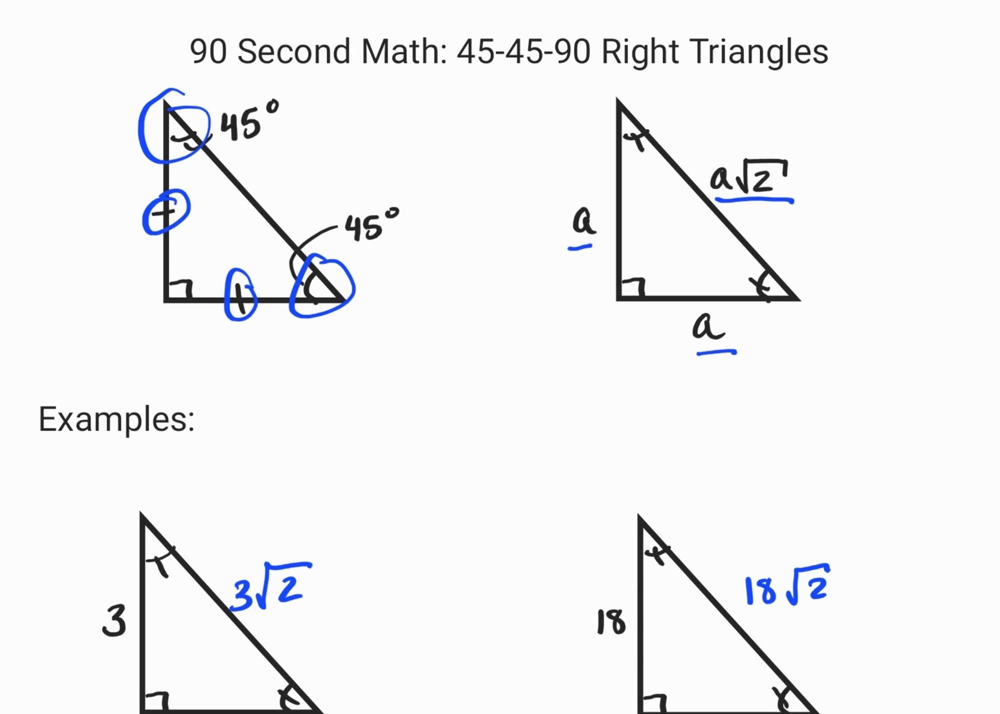 45-45-90 and 30-60-90 triangles worksheet