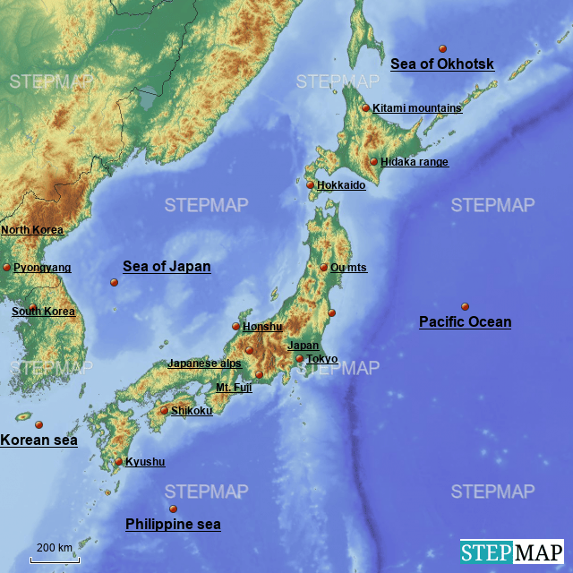 Japan Physical Features Map A Physical Map Of Japan 1707636 