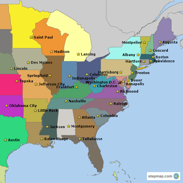 Eastern States And Capitals East Coast 1106940.