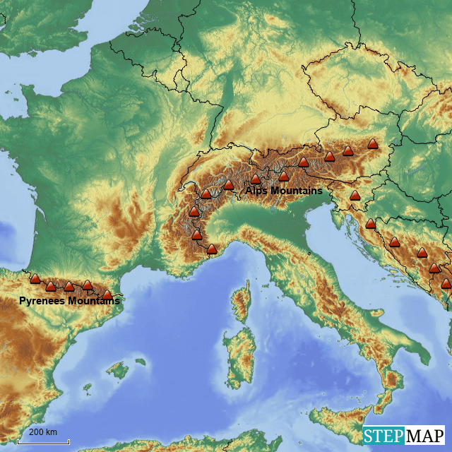 Map Of Mountains In Europe European Mountain Ranges 1637194 