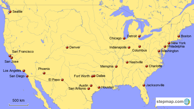 All Major U S Cities Map Largest Cities In America Part I 1501535 