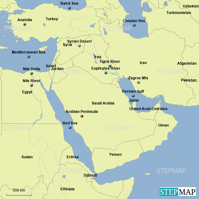 Physical Feature Map Of Southwest Asia SW Asia NE Africa Countries And Physical Features 1697853 