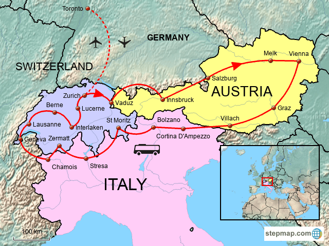 StepMap Switzerland Austria Italy 2004 Landkarte F R Austria Switzerland Austria Italy 2004 1466695 