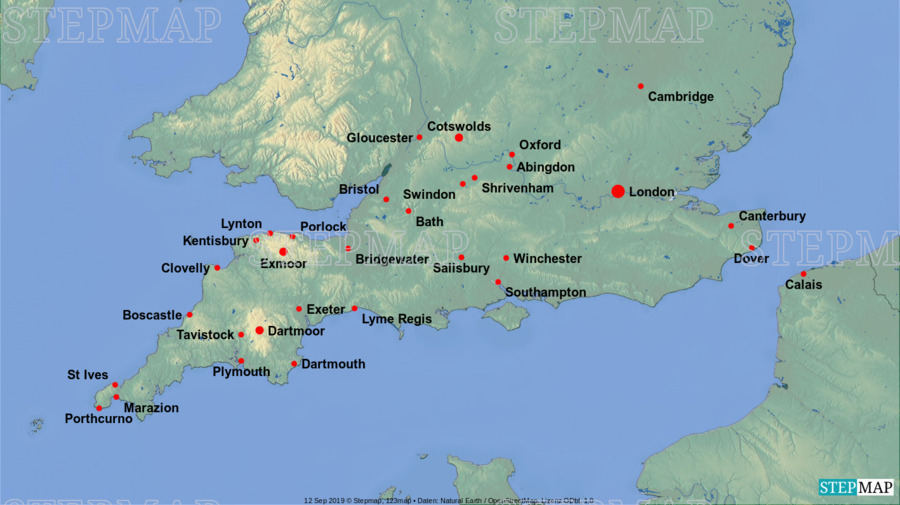StepMap Southern England Landkarte F R England Southern England BsCbGcD38i 
