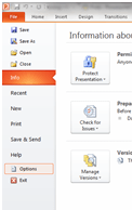 Options in File tab Powerpoint 2007 courses