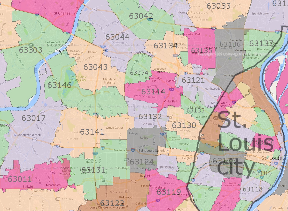 Map Of St Louis County Zip Codes Printables Templates Free STL Zips 