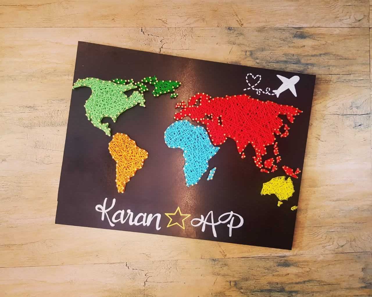 world map string art stoned santa