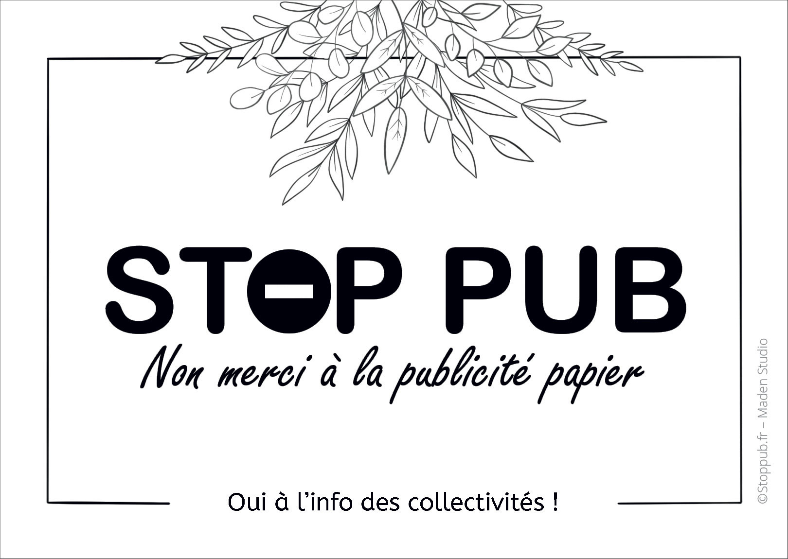 Sticker STOP PUB Décoratif pour boite aux lettres - Gamme 3M Pro -  GT-Stickers