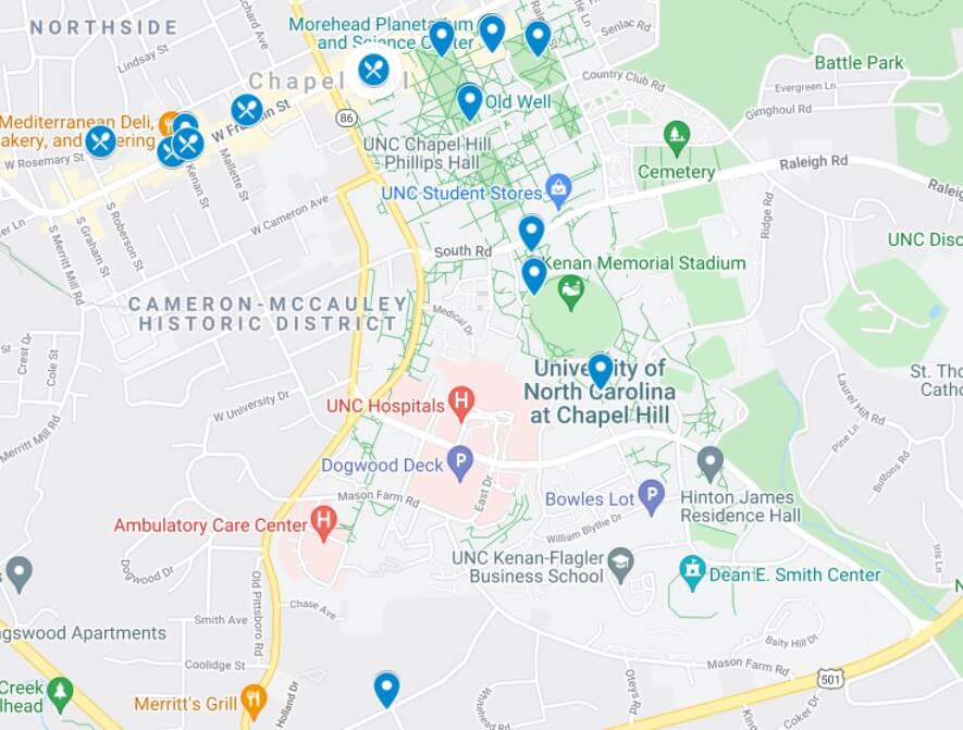 Unc Campus Map Chapel Hill Map 