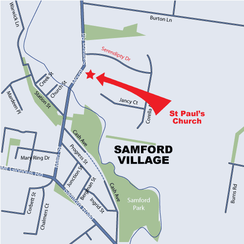 Contact Details And Our Location St Paul S Anglican Church Samford Map 