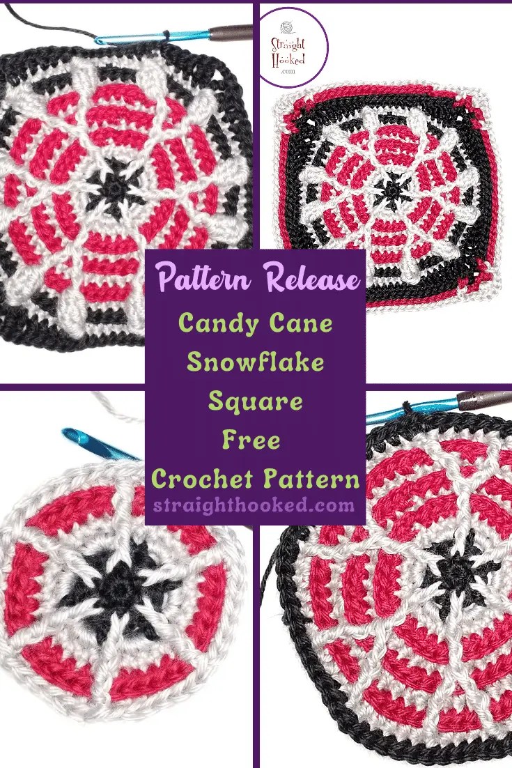 Read more about the article Candy Cane Snowflake Square- FREE Crochet Pattern