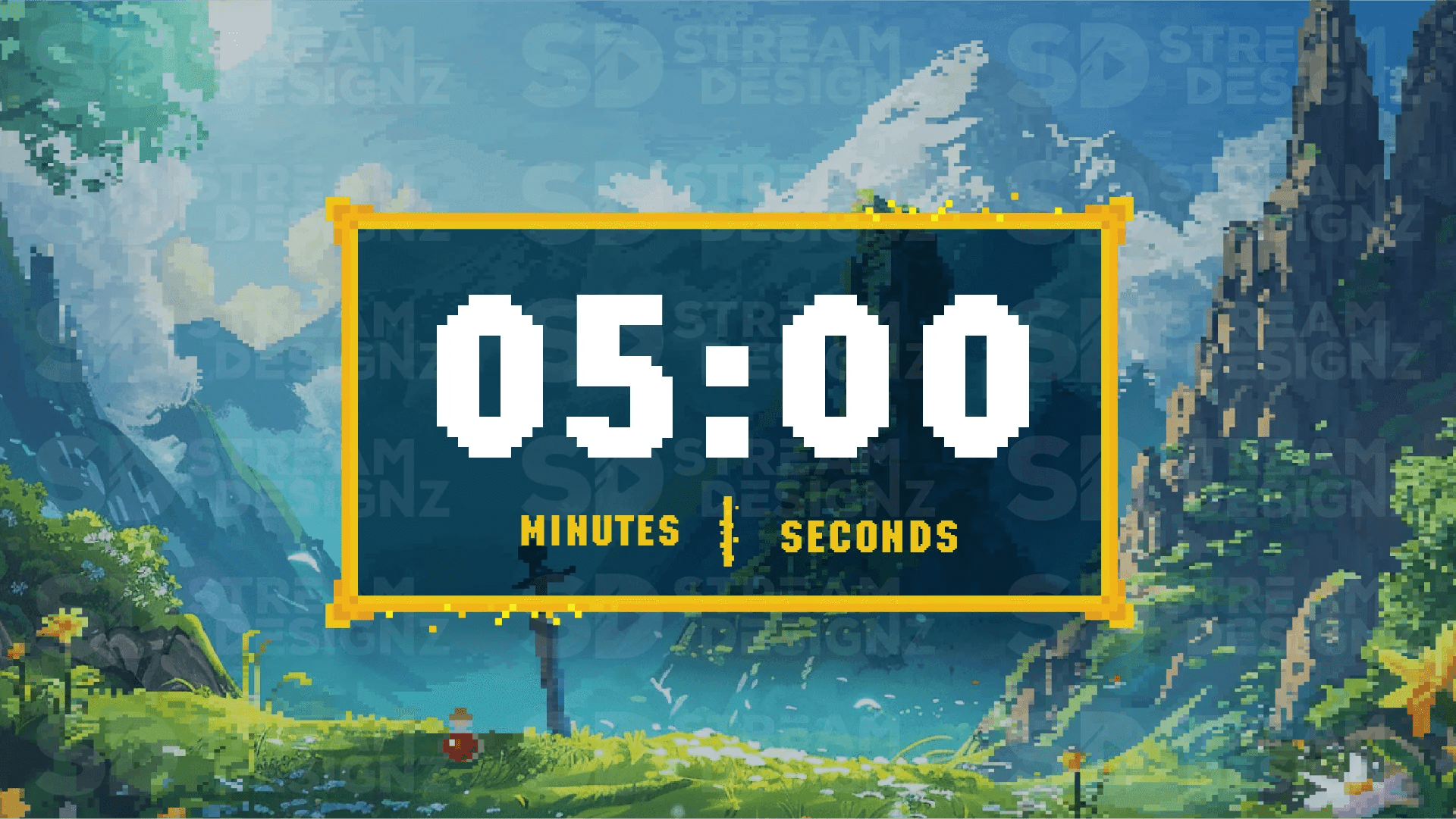 Stream Countdown Timer Overlay Pixel World Stream Designz