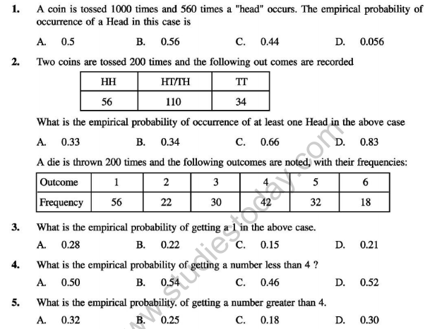 The skills in this section have an unlimited potential in the business world. Cbse Class 9 Maths Probability Mcqs Set D Multiple Choice Questions For Probability