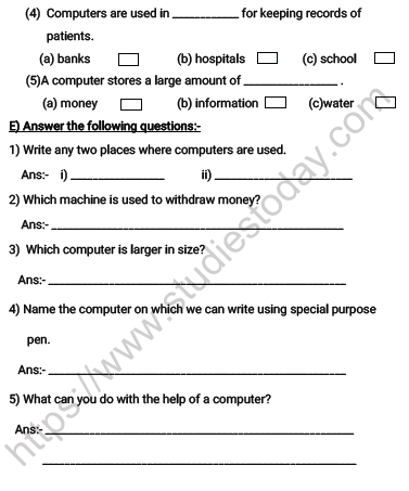 Hold the first key ( in this example) while you press the second key . Cbse Class 2 Computers A Machine Worksheet