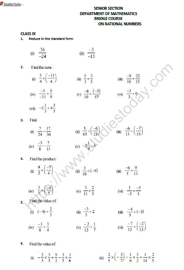 cbse class 8 mathematics rational numbers bridge course worksheet