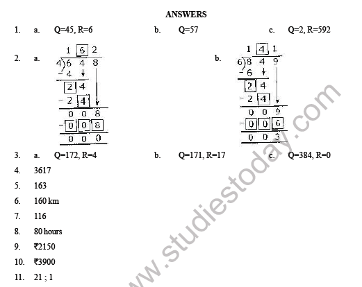 cbse class 4 maths division question bank