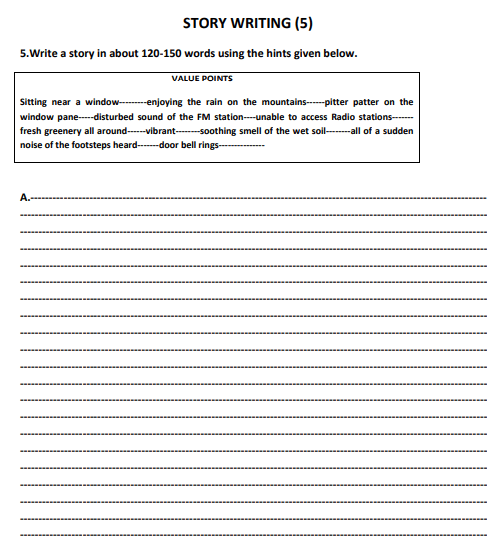 complete the story with given words for class 3 story guest