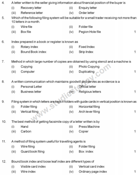 Cbse Class 10 Elements Of Business Sample Paper 1