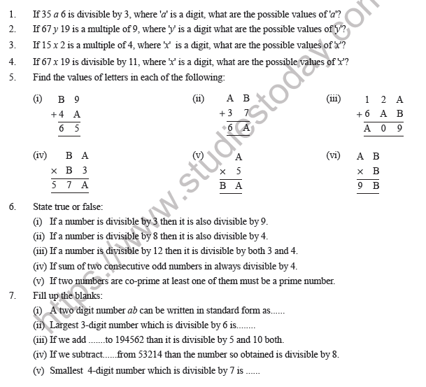 class 8 maths playing with numbers worksheet