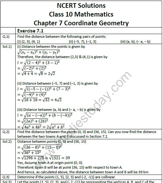 Find a variety of free printable worksheets for practicing both perimeter and area. Ncert Solutions Class 10 Mathematics Chapter 7 Coordinate Geometry