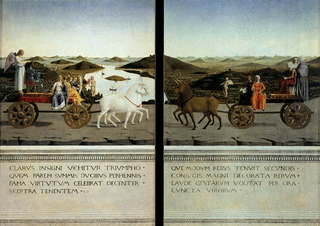 Piero della Francesca
Portraits of Federico da Montefeltro and His Wife Battista Sforza 
(reverse side)
Tempera on panel, 47 x 33 cm (each)
1465-1466
