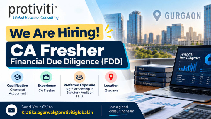 Protiviti Hiring CA Fresher for Financial Due Diligence (FDD)