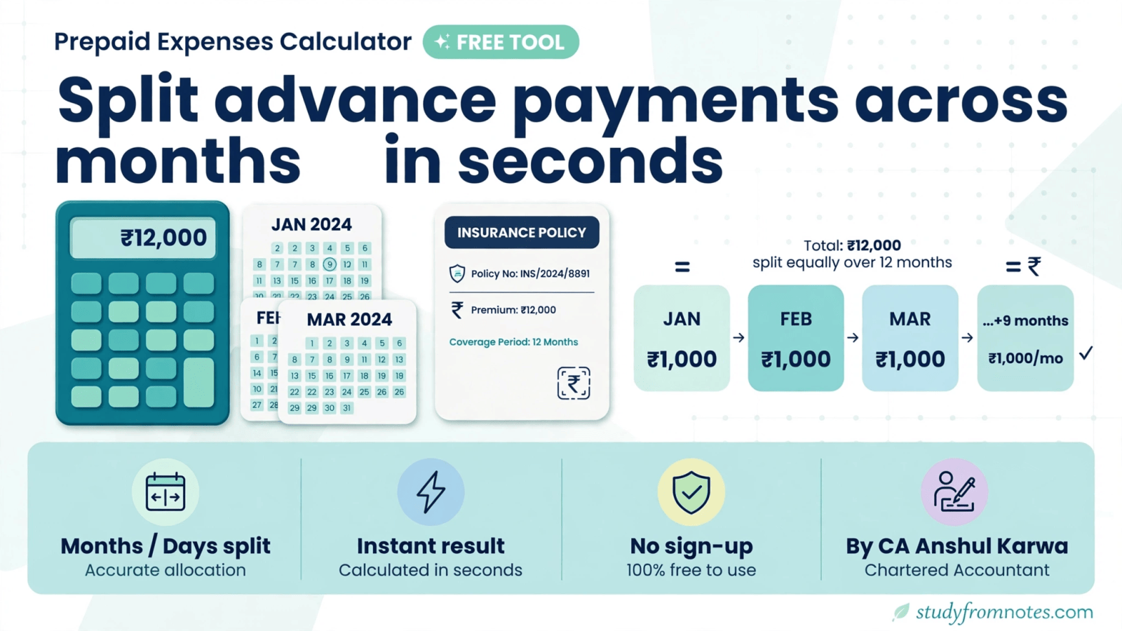 Free prepaid expenses calculator for CAs and accountants