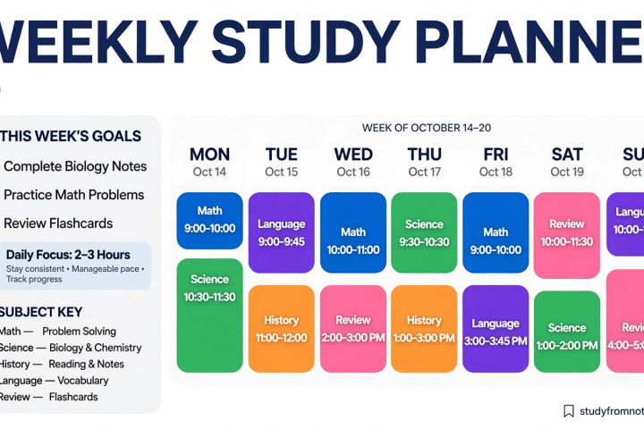 Free Weekly Study Planner: Plan Your Exams and Revision