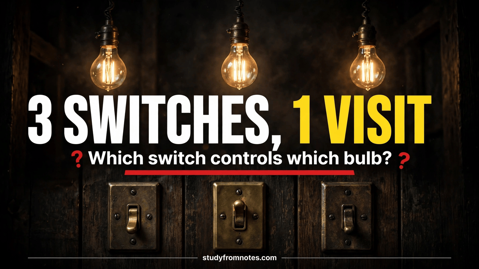 McKinsey light bulb puzzle: 3 switches, 3 glowing bulbs, one visit to the room