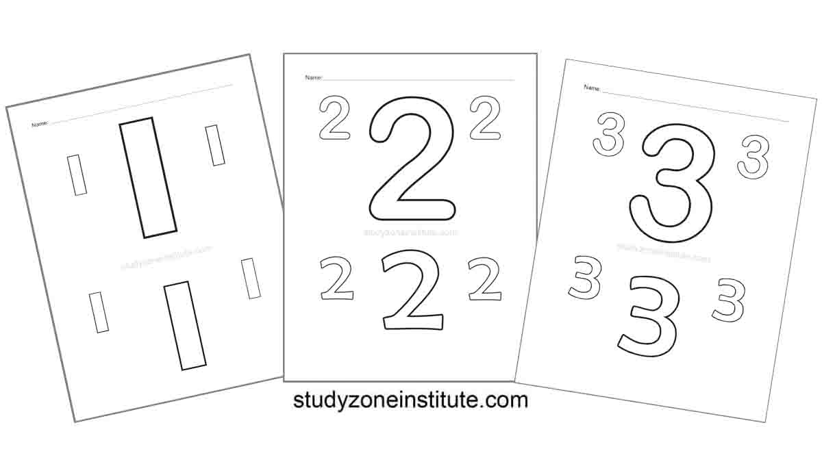 Learn numbers 123 with worksheets to colour.