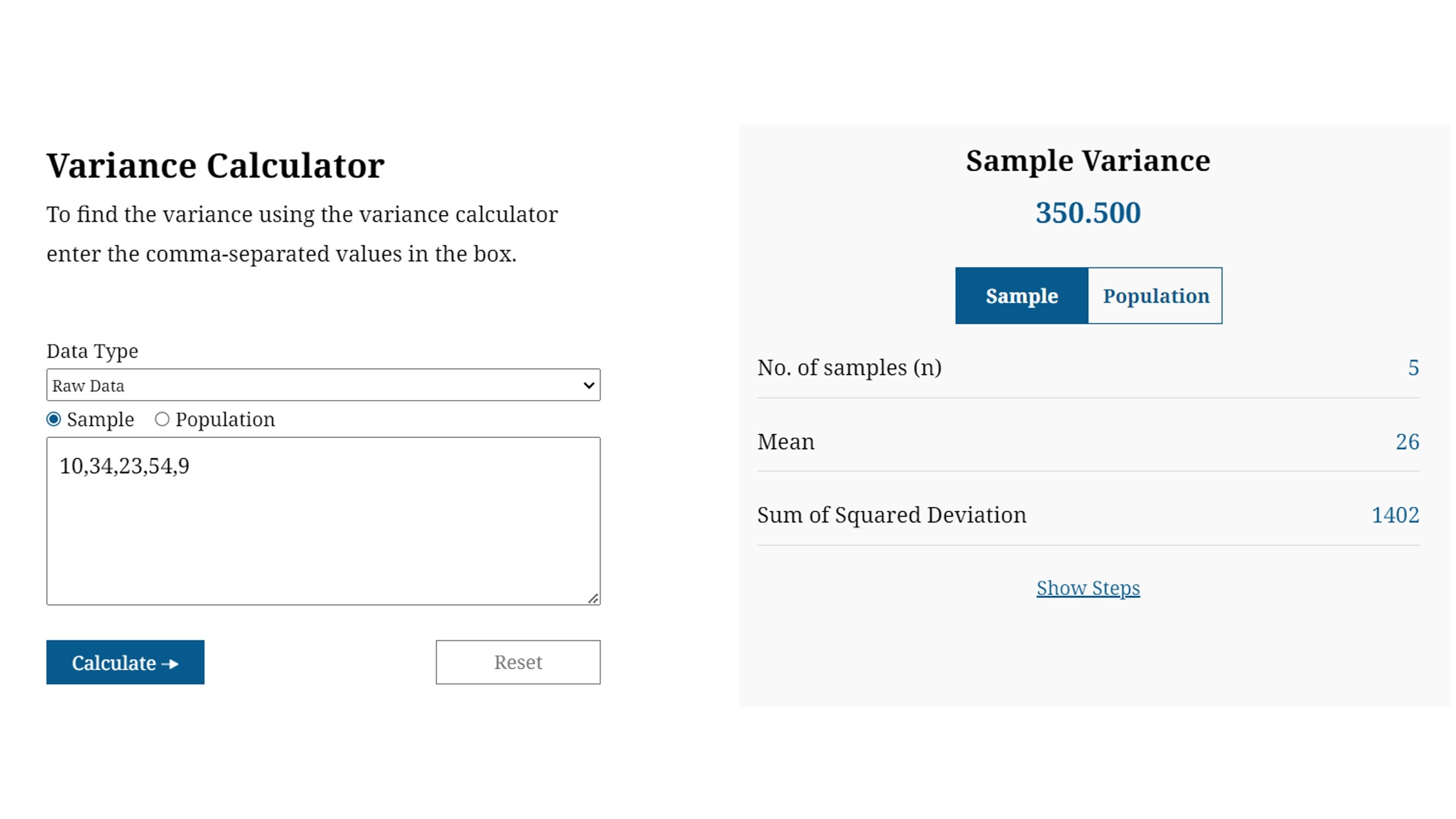 Variance Calculator