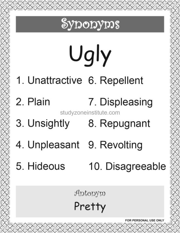 Ugly Synonyms