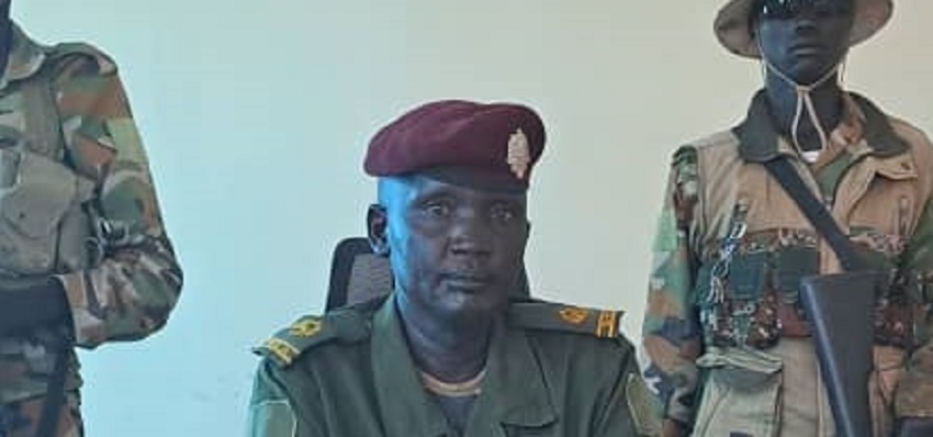 SPLA-IO Sector Two Spokesman Maj. Kerbino Yai Pazale speaks to Sudans Post at his office in Bentiu on Friday, November 3, 2023. [Photo by Sudans Post]