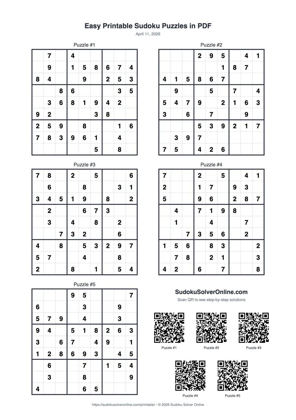 Easy Printable Sudoku Puzzles Free Daily PDF Sudoku Solver Sudoku Easy