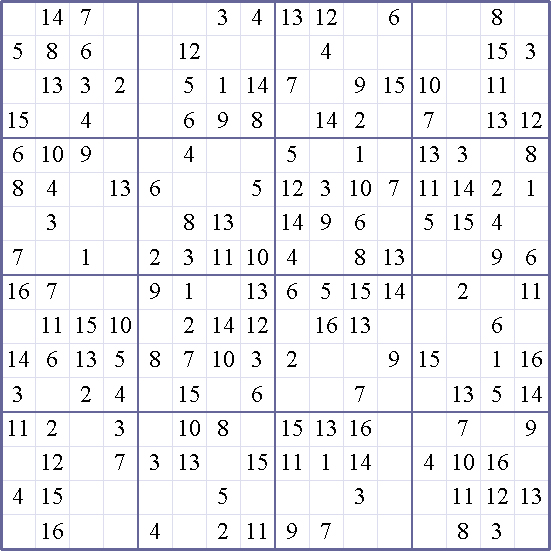 sudoku weekly print this puzzle 16x16 easy puzzle