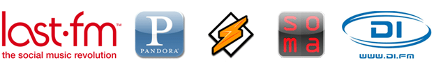 lastfm pandora shotcast somafm digitally imported music streaming sites