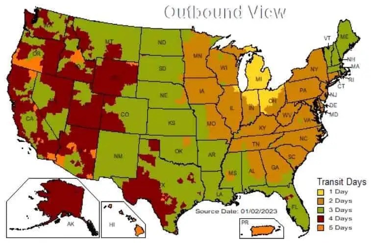UPS SHIPPING MAP Sun.