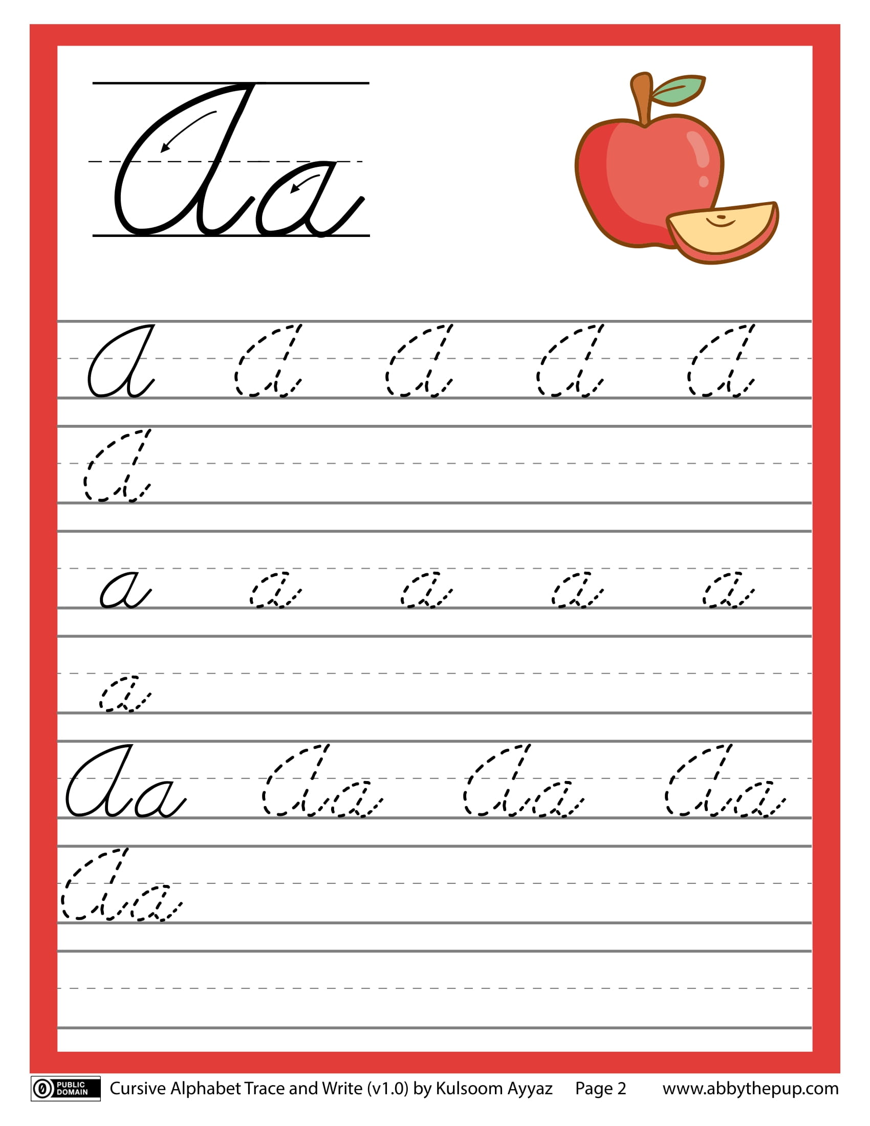 cursive alphabet trace and write letter a free printable puzzle games