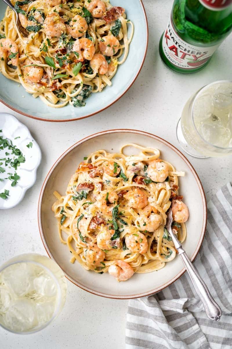 Creamy Tuscan Shrimp Linguine
