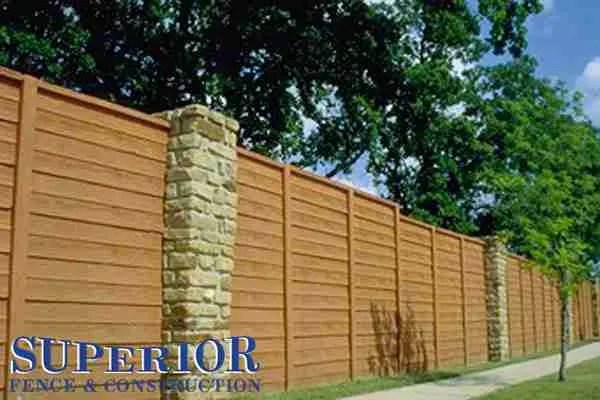 Wood with columns pre-cast concrete fence - Superior Fence