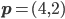 \mathbf{p} = (4,2)