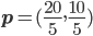 \mathbf{p} = (\frac{20}{5},\frac{10}{5})
