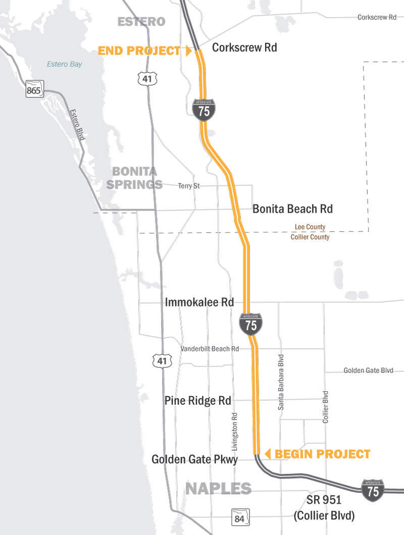 Map I 75 Florida GoldenState Corkscrew Map 