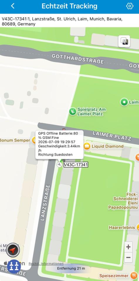AnyTracking App für den Swisstrack Fahrrad GPS Tracker