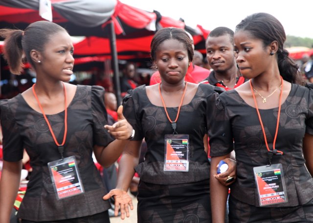 Usherettes Dressed In Black Dresses Walk Passed Guests At The Funeral Of President John Atta Mills Sierra Leone News