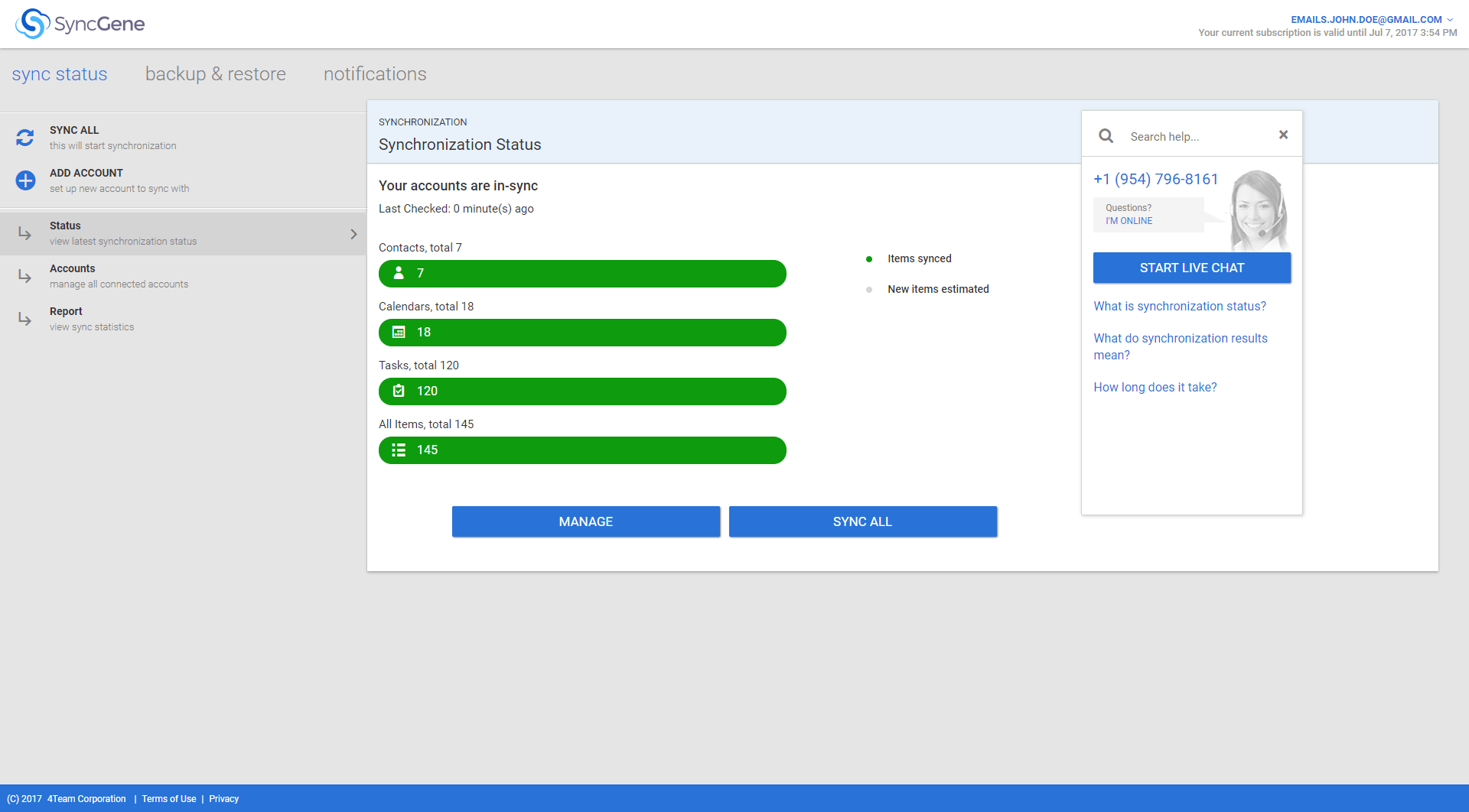 Click the sign in button next to sync and save data. Syncgene Sync Status