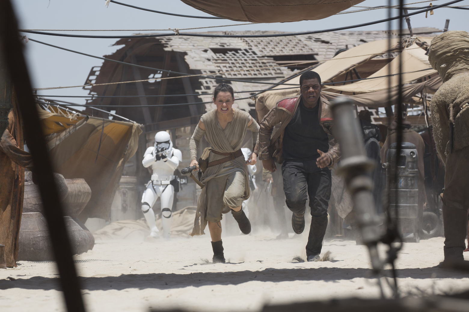 Daisy Ridley and John Boyega in ‘Star Wars Episode VII: The Force Awakens’.