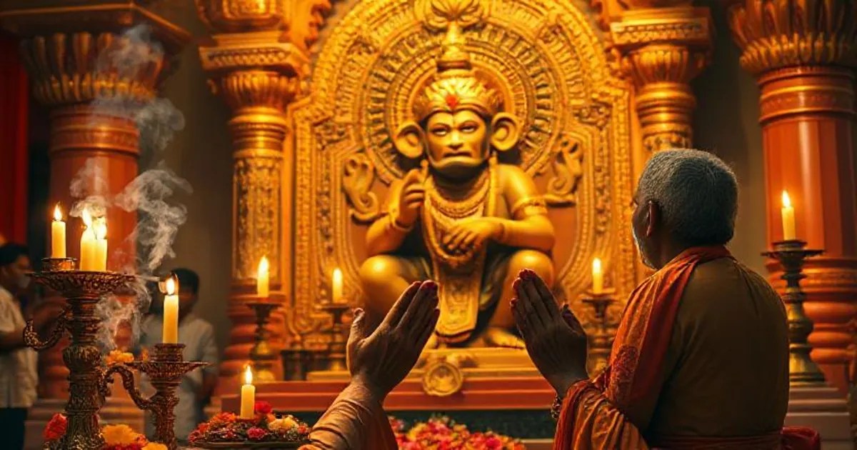 हनुमान जी की पूजा करते हुए भक्तहनुमान जी की कृपा पाने का शाबर मंत्र
हनुमान चालीसा और सुंदरकांड पाठ
संकटमोचन हनुमान जी की आराधना